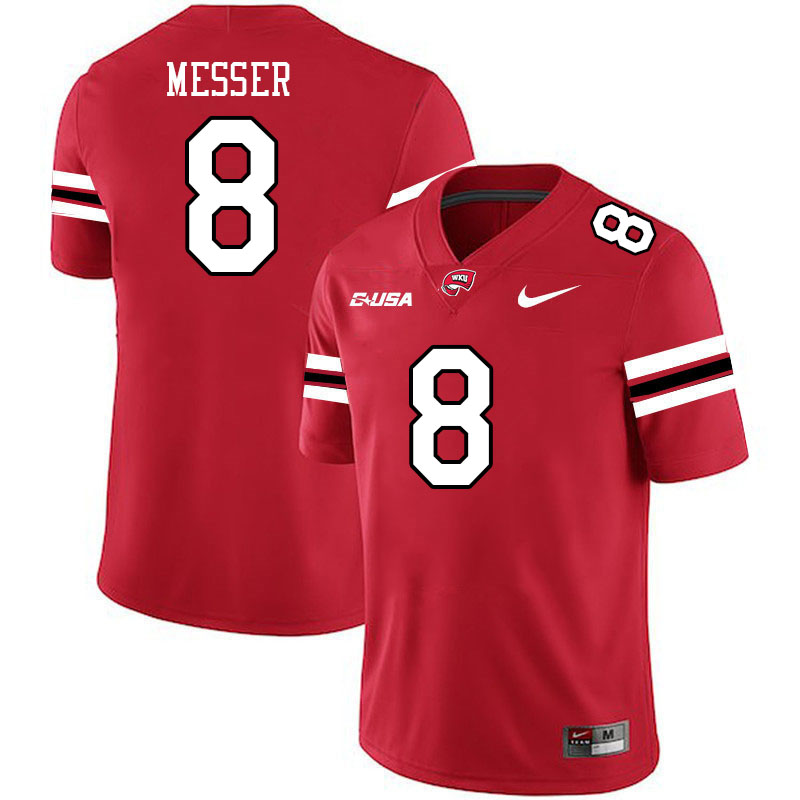 Western Kentucky Hilltoppers #8 Easton Messer College Football Jerseys Stitched Sale-Red
